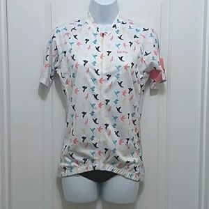 Women's Bird Print Jersey Cycling Biking Shirt